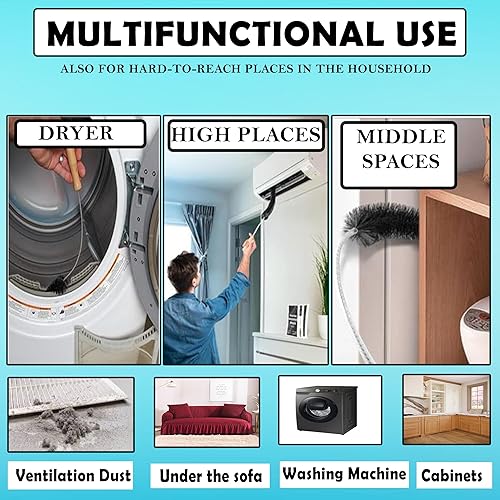 Miniatura 2 de Secadora de ropa, cepillo limpiador de trampa de ventilación de pelusa, escape eléctrico para prevención de incendios a gas (paquete de 3)
