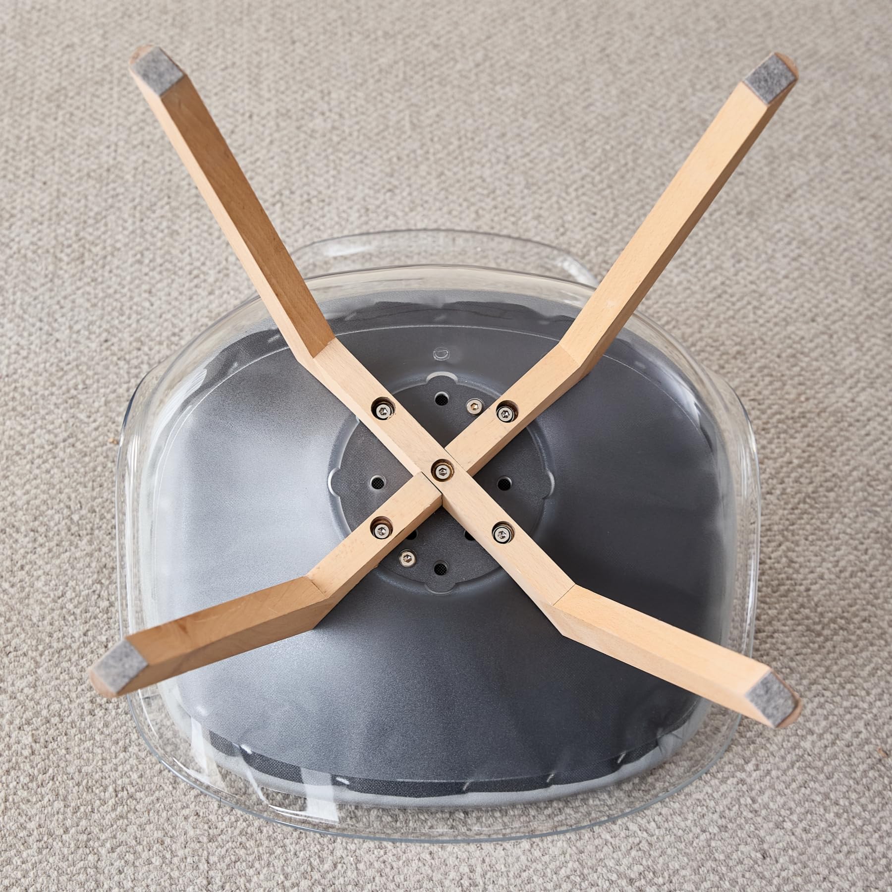 GrandCA HOME Tavolo da Pranzo con 4 Sedie, Tavolo da Pranzo Rotondo da 100 CM, Sedia da Cucina Imbottita Trasparente, Set Tavolo da Pranzo e Sedie (Chiaro + Grigio)