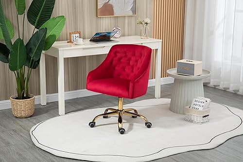 Miniatura 105 de ZOBIDO Cómoda silla de trabajo para la oficina en casa con ruedas, bonita y moderna tapizada de terciopelo con respaldo de concha, silla de