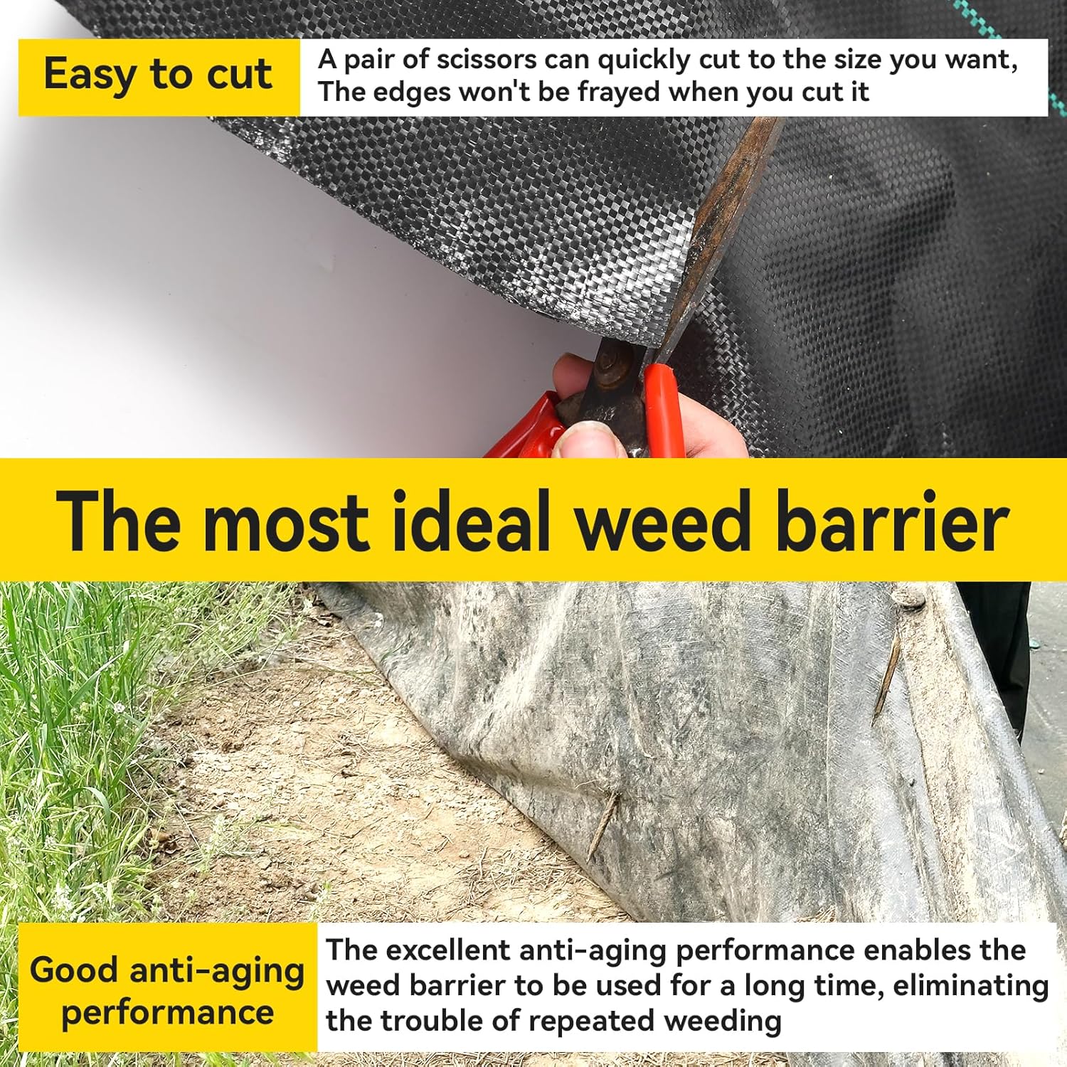 Weed Fabric Barrier Heavy Duty, 5FTx100FT 3.2oz Garden Weed Blocker Fabric, Landscaping Fabric, Weed Control Fabric Ground Cover Gardening Mat