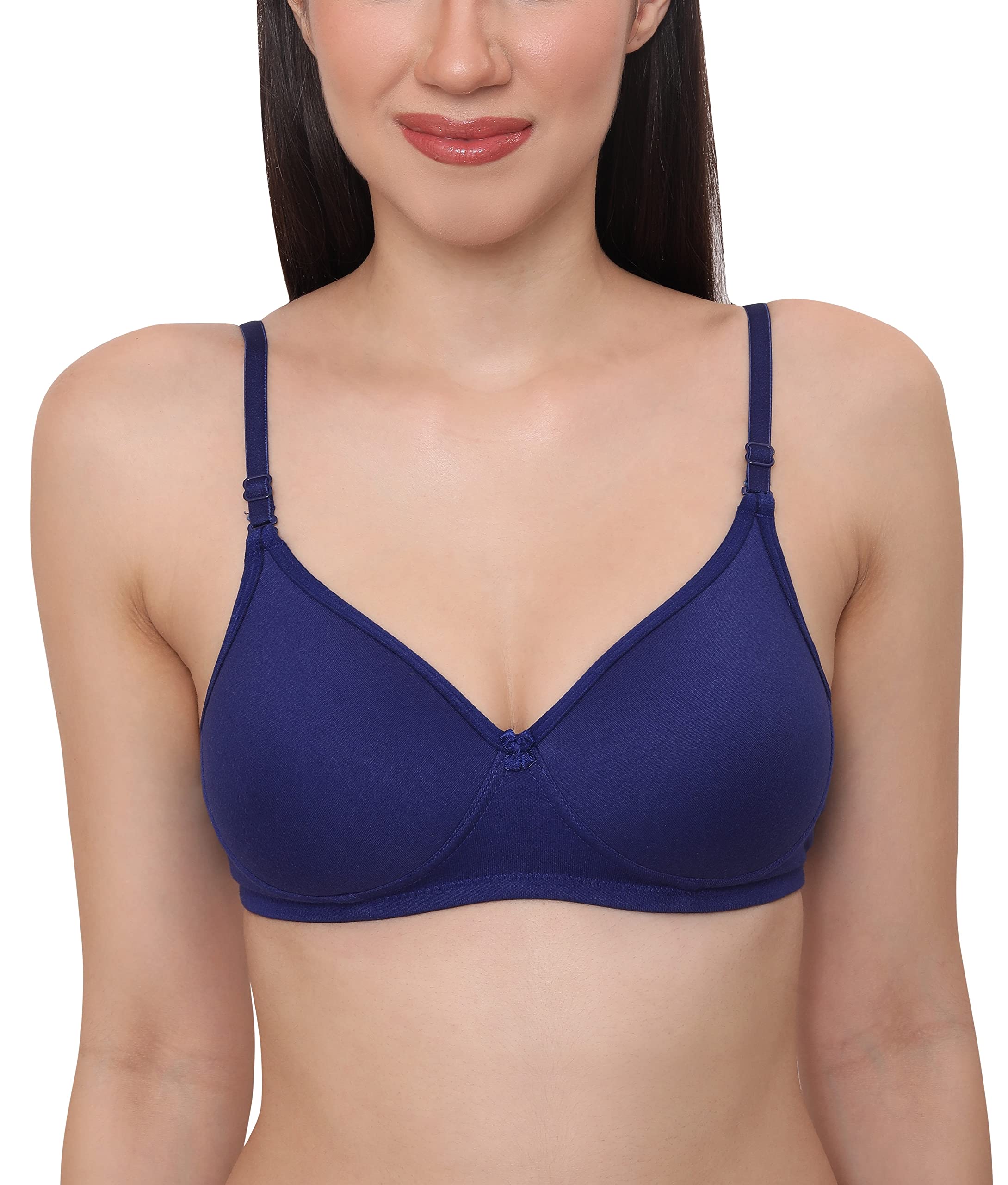 Women Poly Cotton PC Interlock Fabric Full Coverage Padded Non-Wired Adjustable Straps Tshirt Bra Everyday Bra, Size 32-40, C Cup-image-32