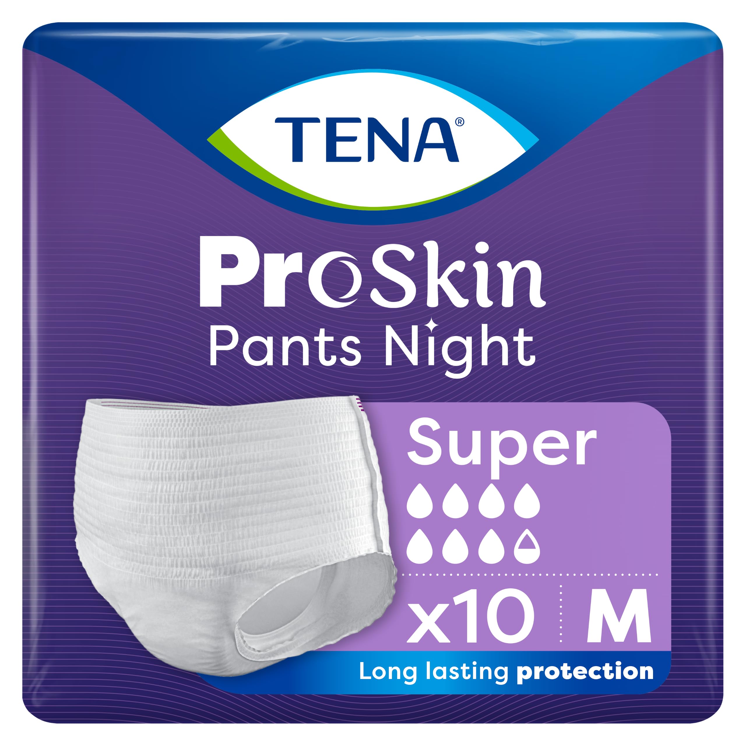 Tena ProSkin Pants Night Super, Incontinence Underwear, Medium (10 Count)