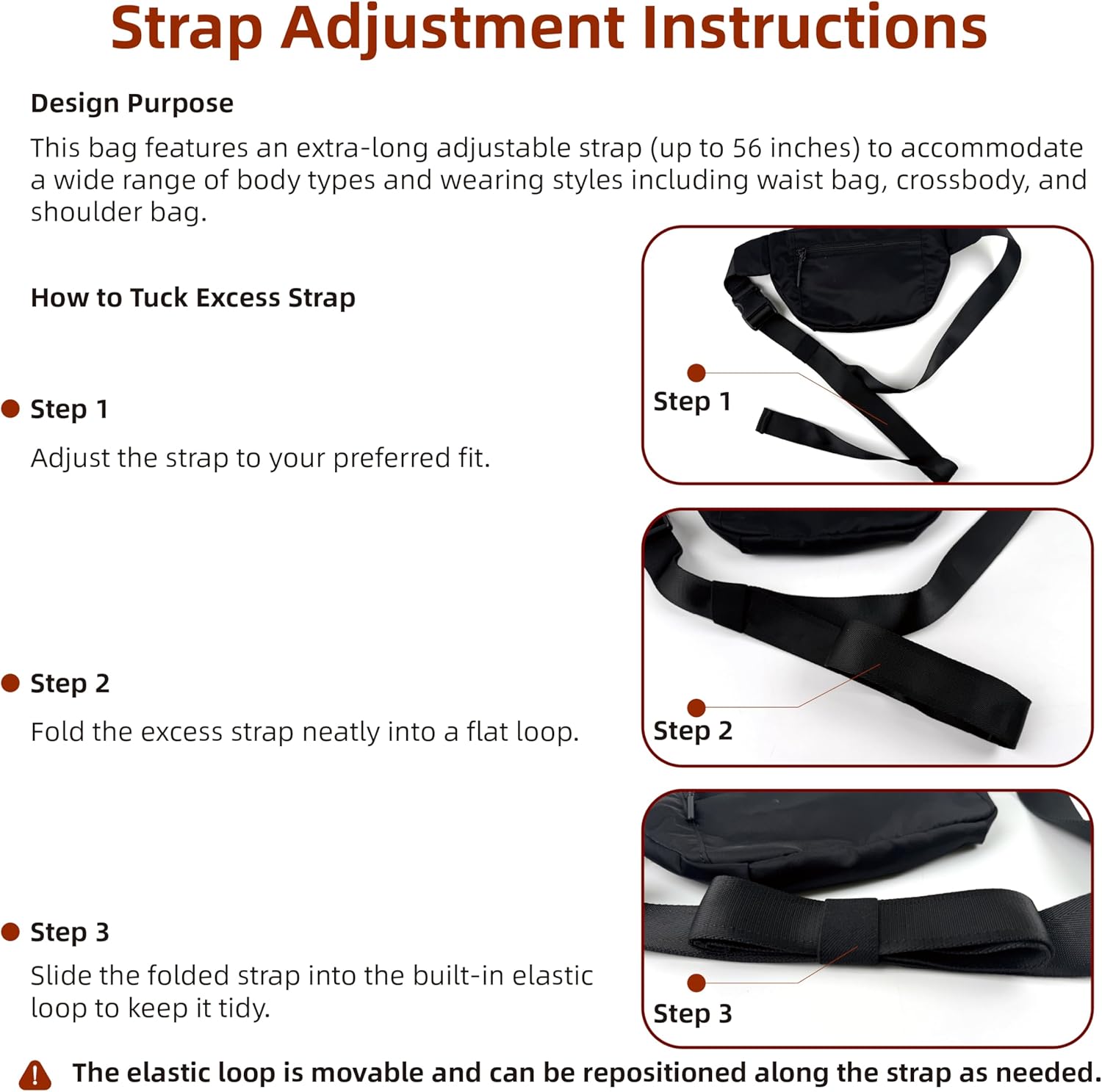 Pander Foldable Crossbody Bag with RFID-Blocking Bag Body Lightweight Travel Waist Pack Adjustable Strap Up to 56.25 Inches - Image 2