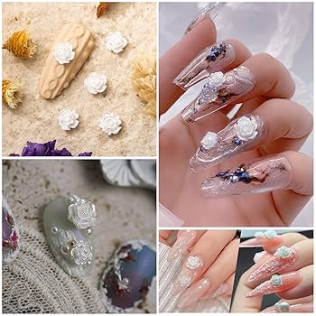 Amazon | ネイルパーツ 花 200個セット 立体 白い花 パール風