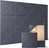 Vista 8 de Sonicism Paquete de 12 paneles acústicos de pared autoadhesivos, paneles de espuma a prueba de sonido de 12 x 12 x 0.4 pulgadas, paneles decorativos