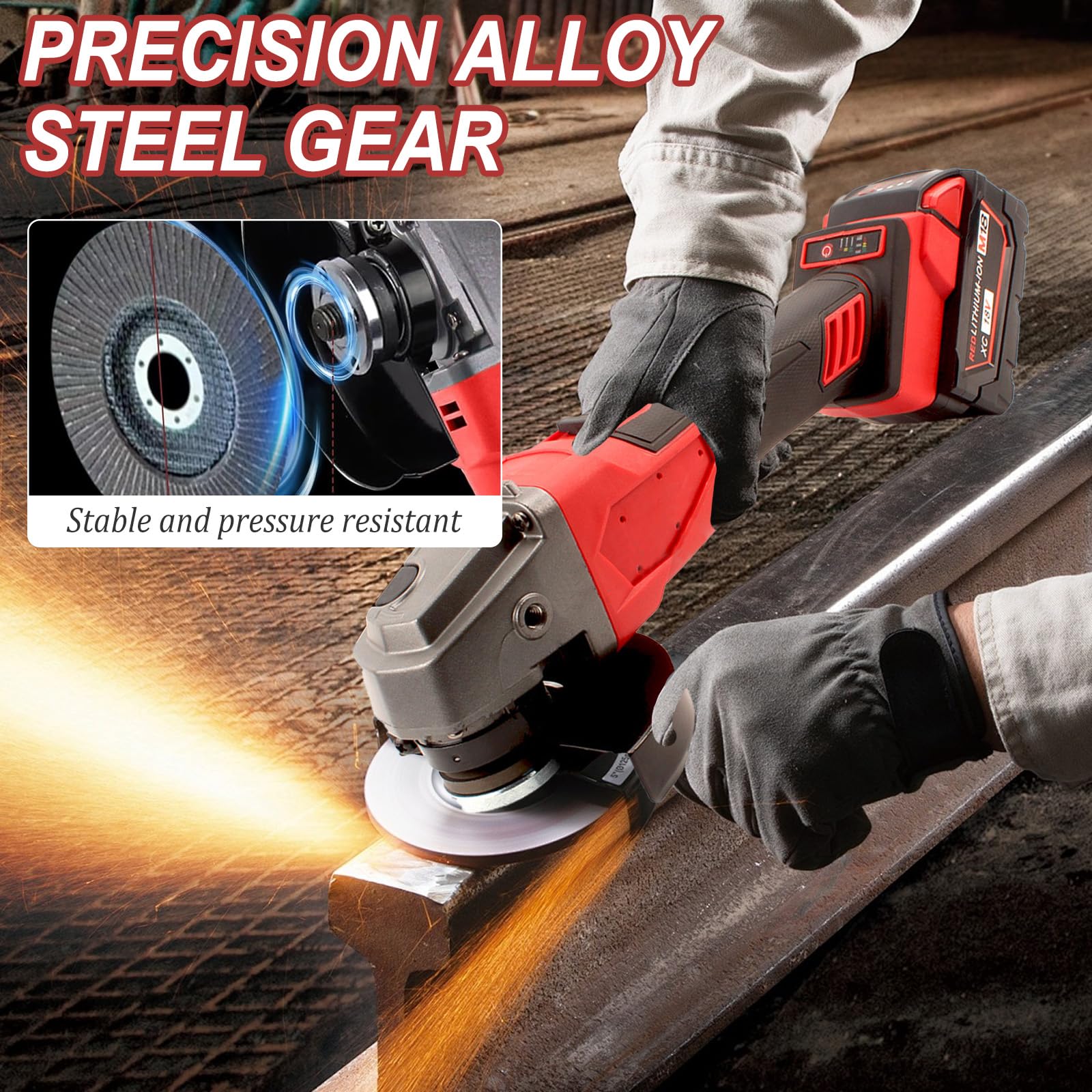 akumulatorowa szlifierka kątowa do Milwaukee 18 V, średnica tarczy 125 mm, 8000 obr./min, głębokość cięcia, bezszczotkowe narzędzie szlifierskie, w zestawie 6 tarcz szlifierskich, bez baterii