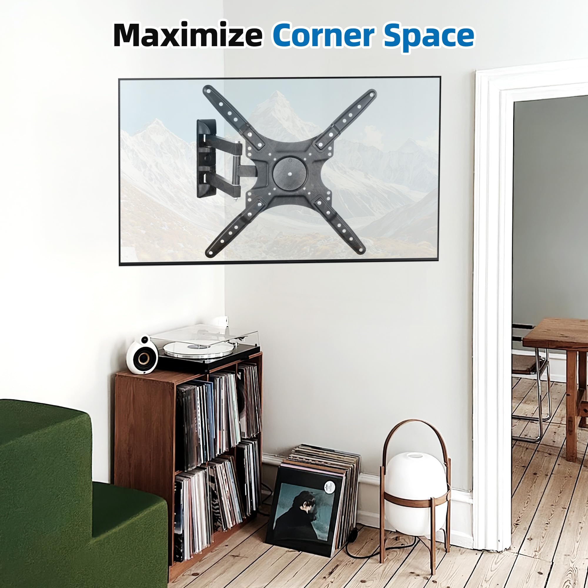 Supporto da parete per TV Full Motion, supporto da parete angolare per la maggior parte delle Smart TV da 26-55", supporto universale per TV a cerniera con bracci di prolunga, inclinabile, girevole