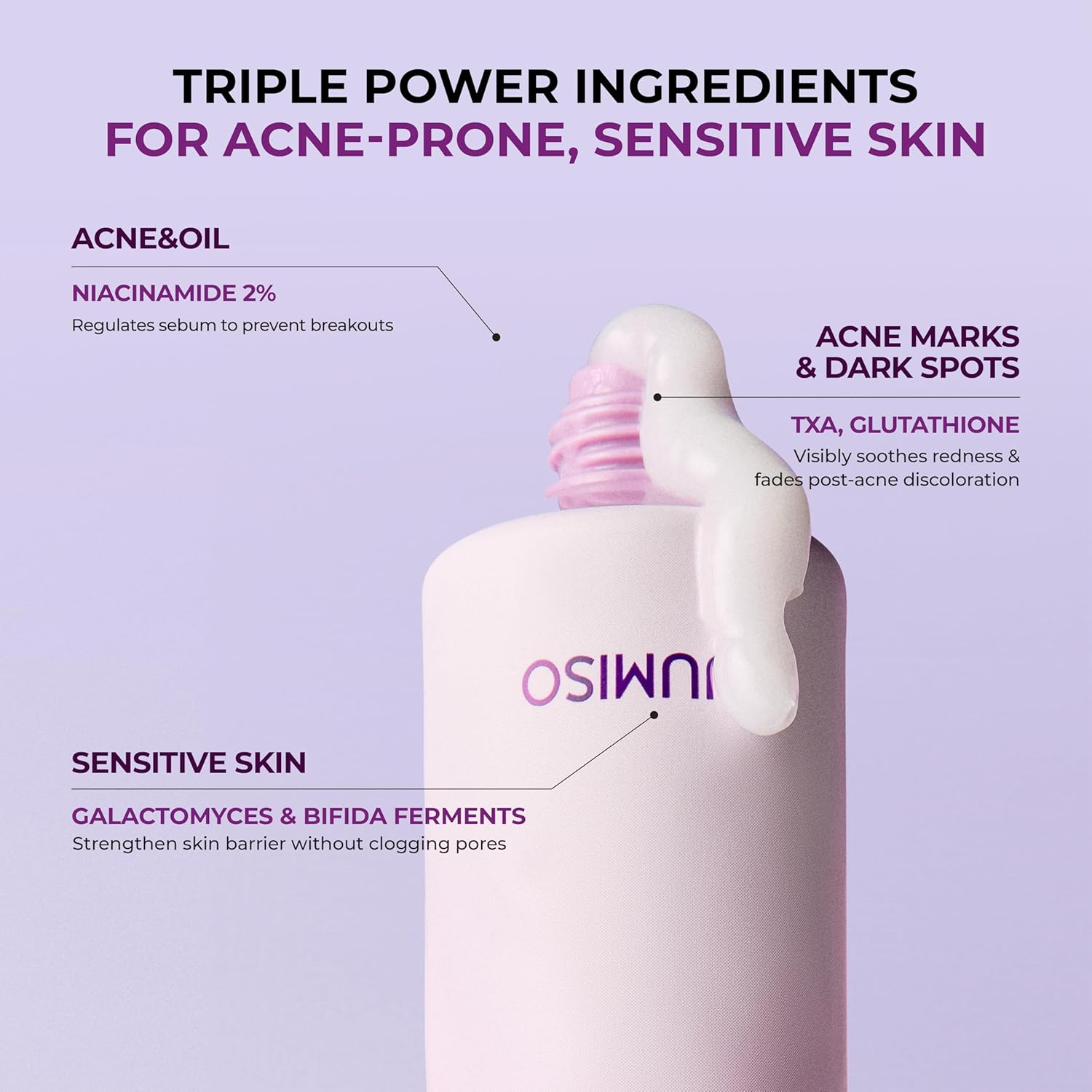 JUMISO Niacinamide 2+ Oil Control Cream - Korean Face Moisturizer for Oily Acne Prone Skin - Pore Minimizing, Sebum Balancing with Hyaluronic Acid, Tranexamic Acid, Galactomyces, 2.7 fl.oz - Image 7