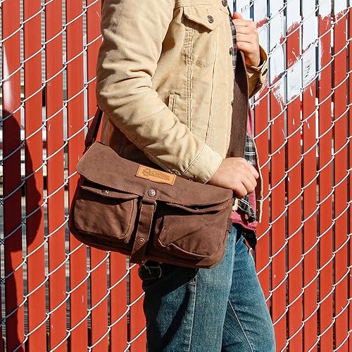 Miniatura 2 de GEARONIC - Bolso bandolera de lona para hombre estilo militar estilo vintage Coffee, forro polar verde con licencia oficial de star wars silent one