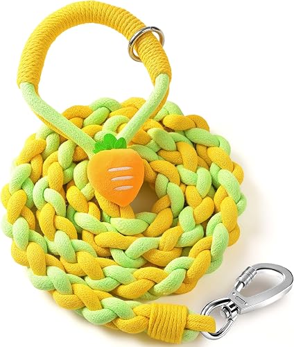 4FT Heavy Duty Braided Rope Dog Leash, Soft Cotton Design with Locking Clip for 