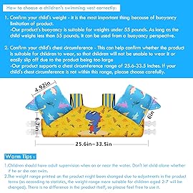 Chriffer Kids Swim Vest Life Jacket for 30-55 Pounds Boys and Girls, Toddler Floaties with Shoulder Harness Arm Wings for 2,3,4,5,6,7 Years Old Baby