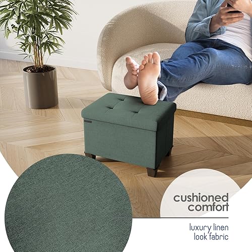 Miniatura 430 de Otomana plegable para dormitorio o sala de estar, con contenedores de almacenamiento, reposapiés para el extremo de la cama, soporta hasta 660 lb,