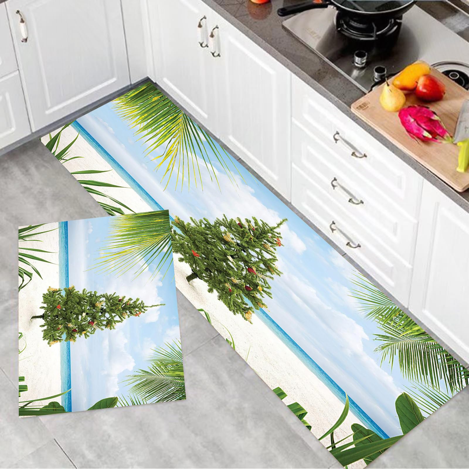 Tappetino Cucina Conchiglie E Stelle Marine - Assorbente Antiscivolo 50x140cm Lavabile