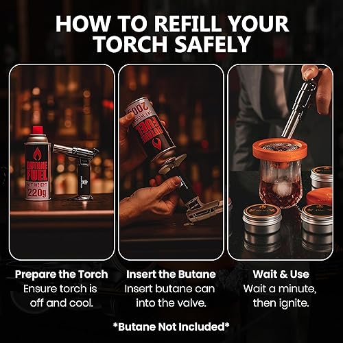 Miniatura 6 de Silva Imbue - Kit de ahumador de whisky con antorcha, 6 chips de madera, tapa de roble, vasos, moldes de hielo, herramientas de bar y libro de