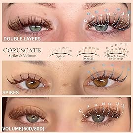CORUSCATE Brown Lash Clusters with Spikes 60D80D Cluster Eyelash Extensions 12-22mm DIY Spiky Individual Lashes Mega Eyelash Clusters Volume Mink Strip Cluster Lashes