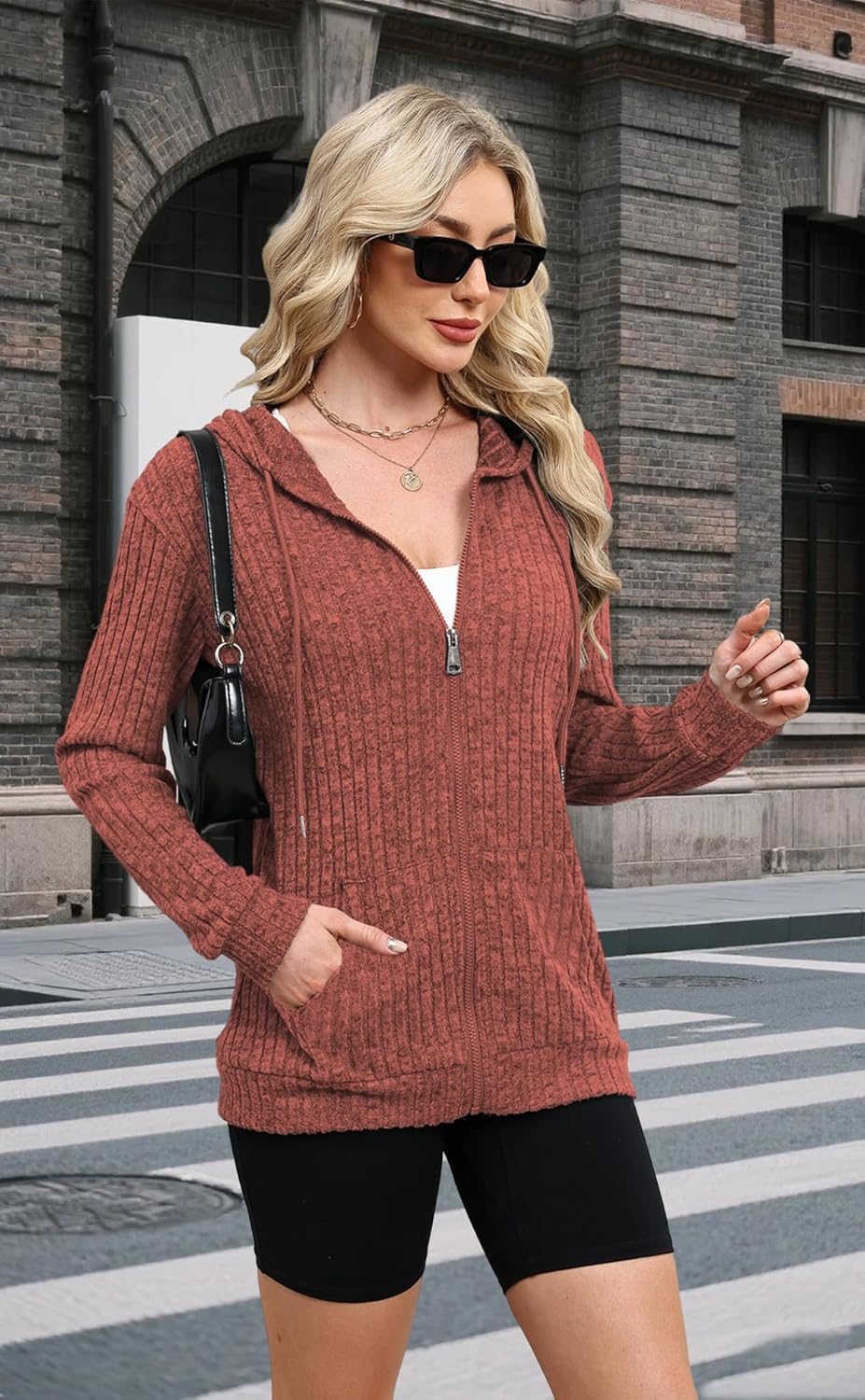 JomeDesign Sweaters for Women Long Sleeve Sweatshirt Fashion Hoodies Zip Up Loose Casual Fall Tops S-XXL - Image 3