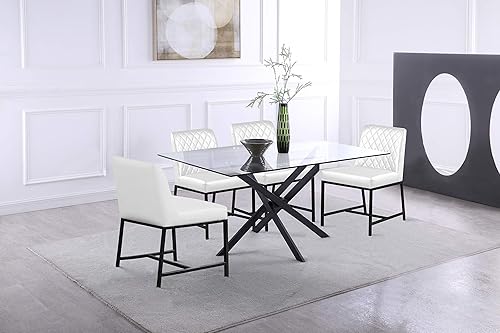 Miniatura 10 de Meridian Furniture Bryce Collection Modern - Silla de comedor tapizada de piel sintética contemporánea con patas de metal negro mate, juego de 2,