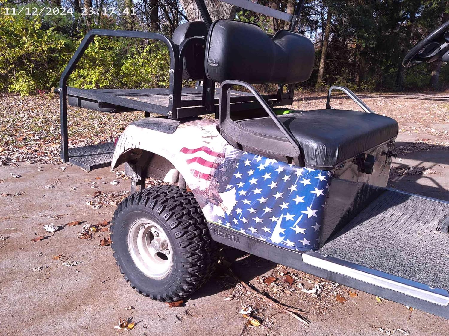 Golf Cart American Flag WE The People Large Rear Side wrap Graphic Decal Sticker Set FIT All YR and Model EZGO Club Car or Yamaha (American Flag with Eagle)
