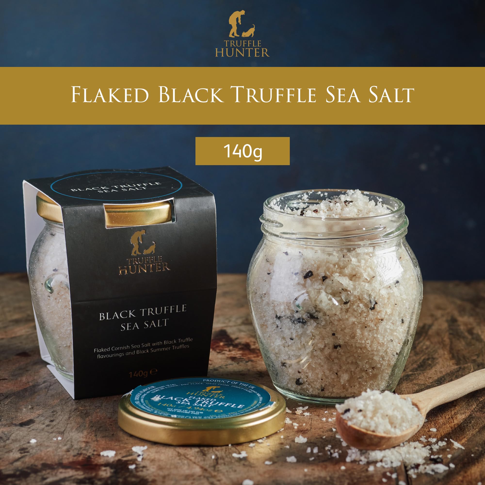 TruffleHunter - Sal Marina de Cornualles con Trufas Negras Desmenuzadas - Condimento Gourmet - 140g