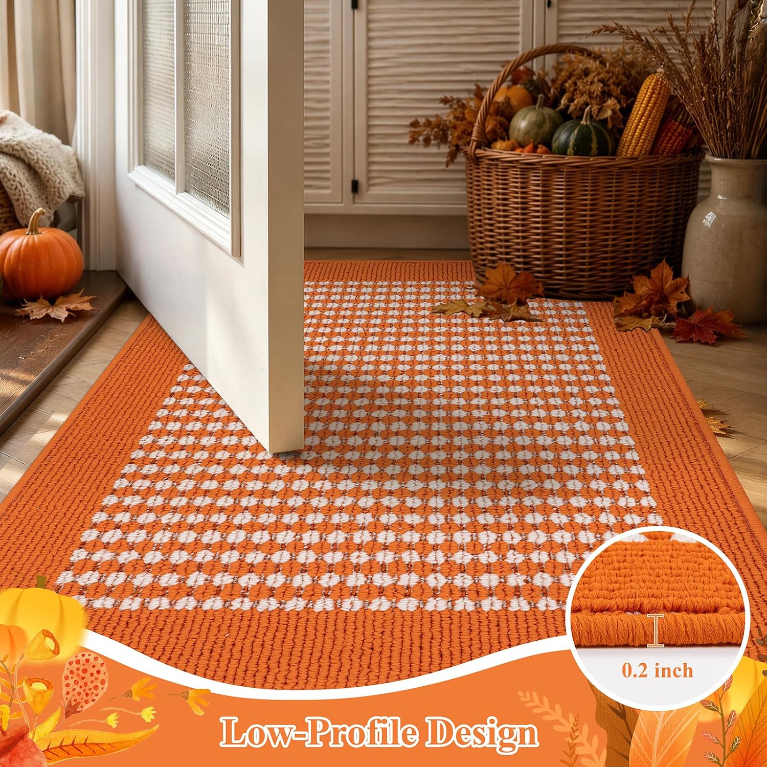  Fall Indoor Door Mat Washable Orange Muddy Mats for Dogs 2x3ft thumbnail