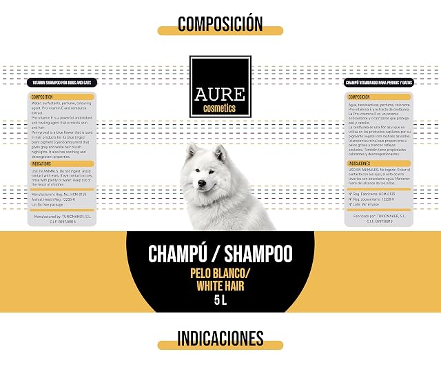 Foto 2 de 6 de AURE Champú para Mascotas Pelo Blanco 2 L