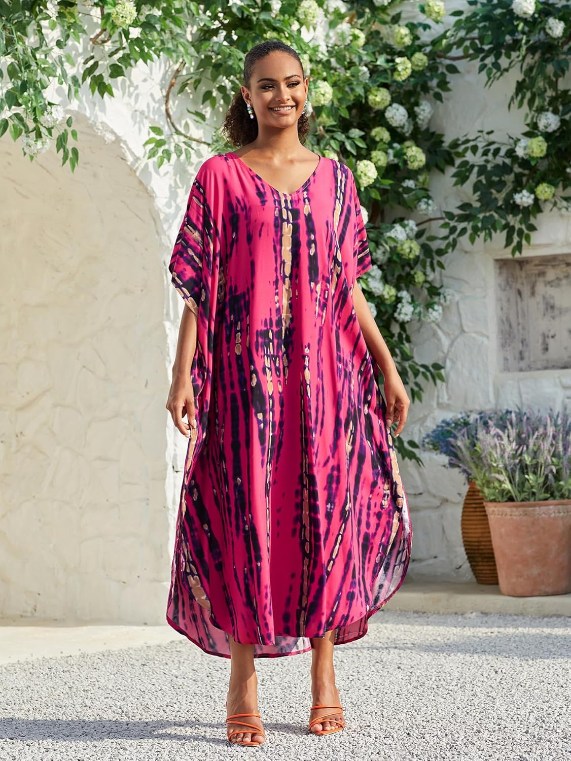Kaftan for Women Plus Size Bathing Suit Cover up Batwing Dress Loose fit Moroccan Caftan mumu Dresses for Women - Image 2