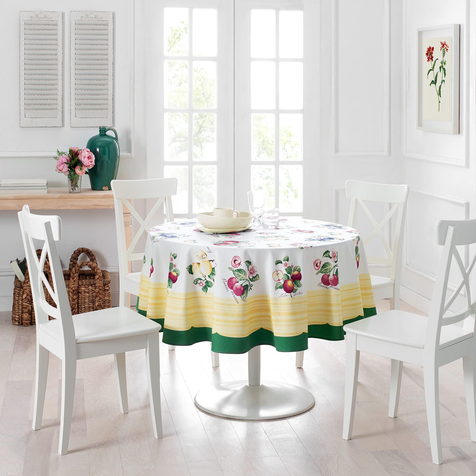 Home Fashions Villeroy & Boch French Garden Round Tablecloth, Tablecloth for Dining Tables, 70 Inches Round Multi Color
