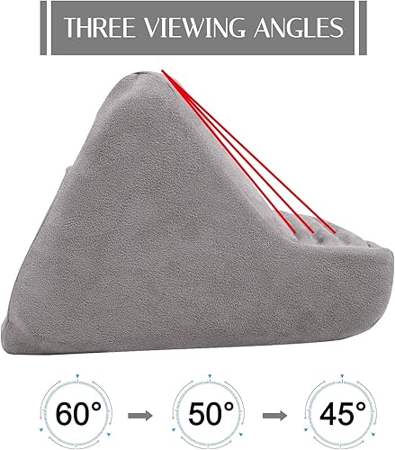 Miniatura 3 de Sel Natural Soporte de almohada para tableta con bolsillo, ajustable con 3 ángulos de visión, almohada suave para regazo, cama y escritorio, iPad