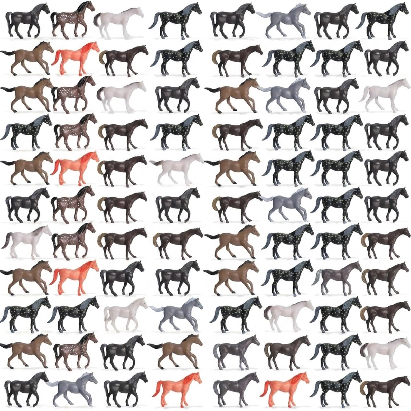Skylety 100 Pcs Small Toy Horse Plastic Race Horses Figurine Party Favor