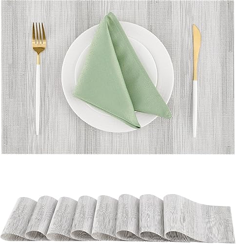 Miniatura 127 de Leetaltree - Juego de 6 manteles individuales, resistentes al calor, antideslizantes, para mesa de comedor, lavables, duraderos, tejido de PVC Azul