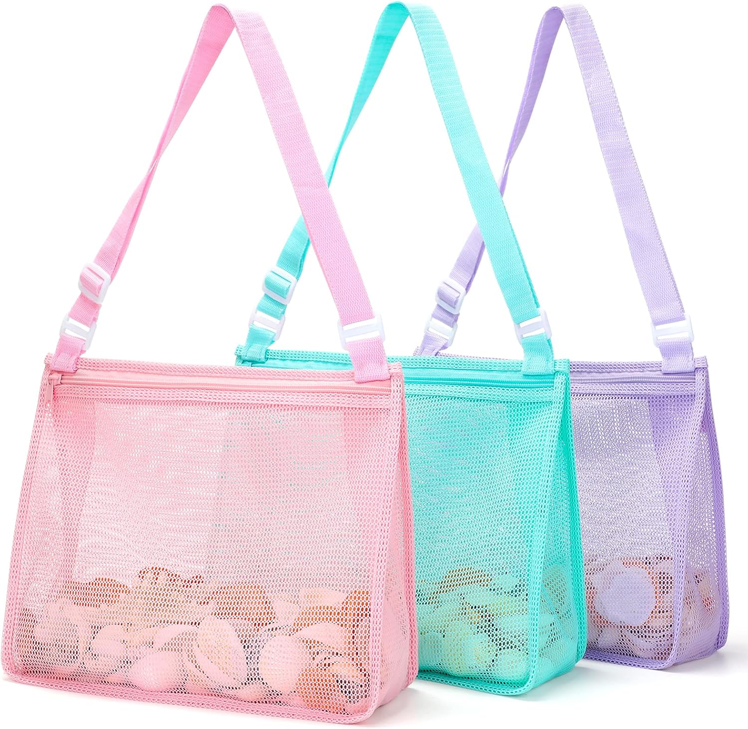 Tagitary Beach Toys Large Mesh Beach Bag with Zipper Sand