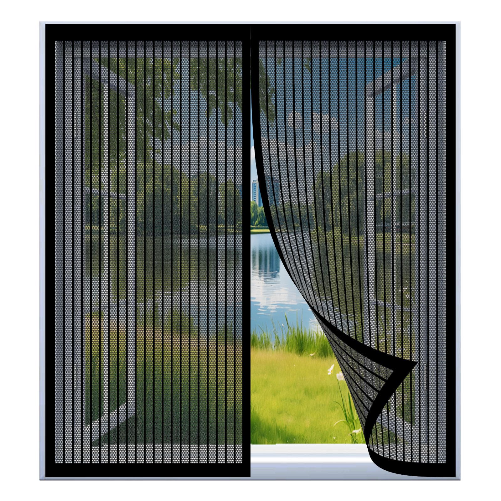 Moustiquaire pour fenêtres 103 x 140 cm magnétique et noire sans perçage