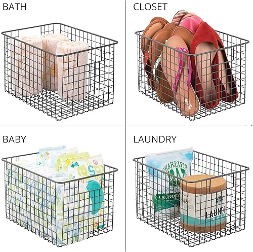 Miniatura 6 de mDesign - Canasta de alambre metálico para organizar y almacenar alimentos