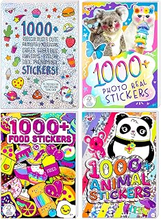 Fashion Angels - Set of 4 Stickers Books, 1000+ Stickers for Each Book, Fantasy, Food, Photographs and Animals, for 6 Years, 32672F
