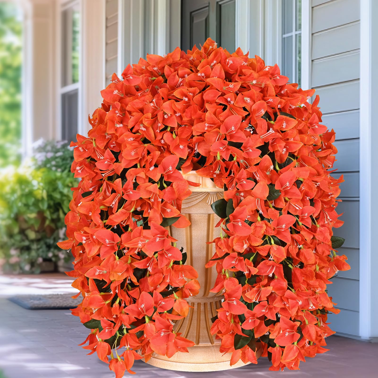 4 Pcs Artificial Flowers for Outdoors Decoration, Realistic Faux Silk Bougainvillea Flowers