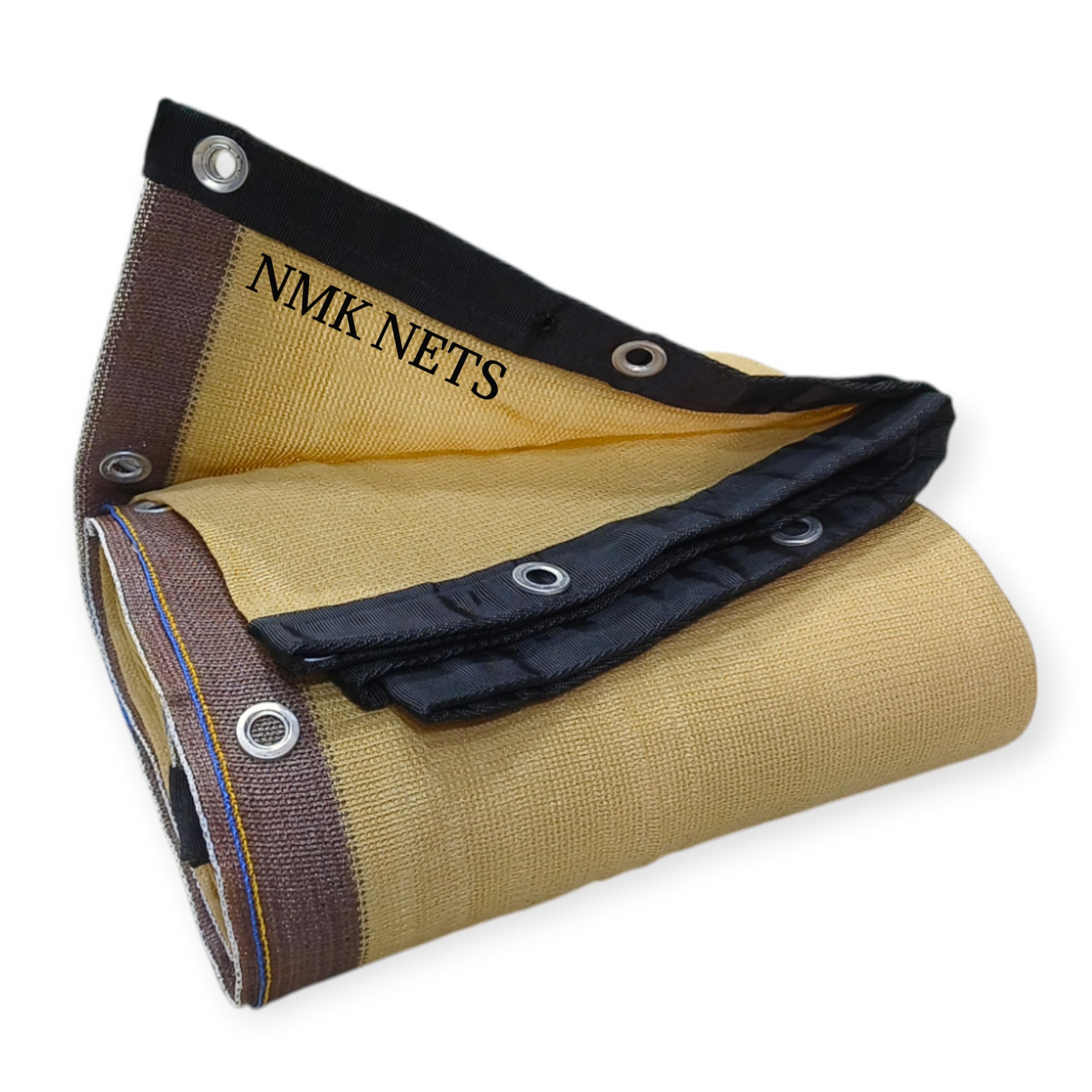 NMK NETS Shade Net 75% UV Protected for Terrace Garden, Green House, Balcony and Gardening with All Four Side Eyelets (10 x 10 ft / 3 x 3 m, Beige Color)