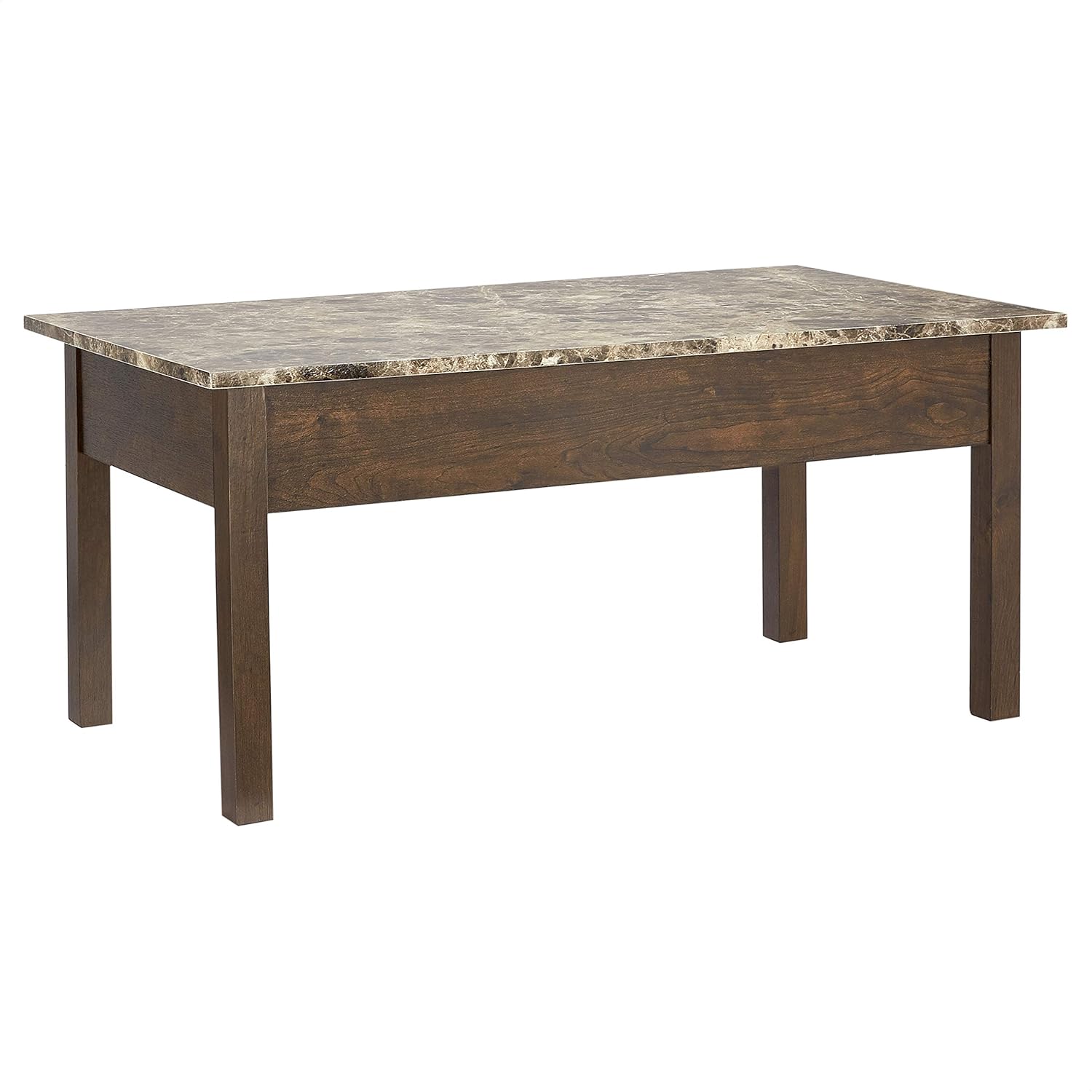 Amazon.com: ROCKPOINT Living Faux Marble Lift Top Coffee Table,Brown ...