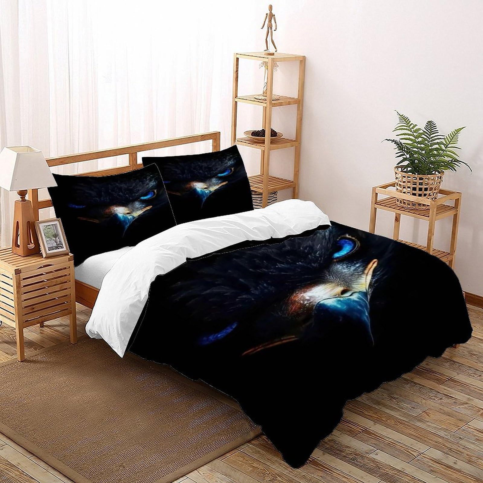 Parure de lit Raptor SkyAnimal anti-plis en microfibre douce avec housse de couette double