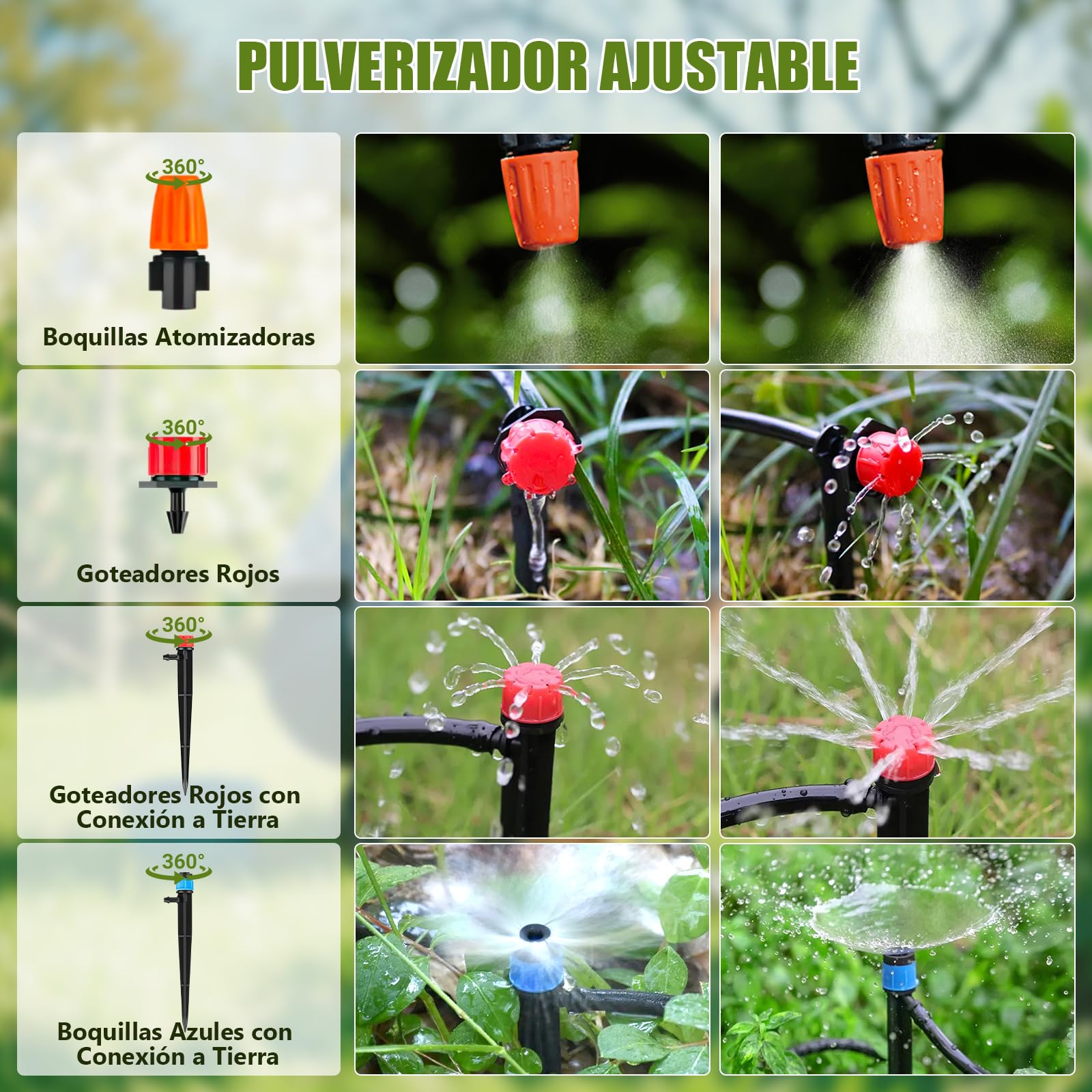 Sistema de Riego Jardín, 315 PCS Sistema de Riego por Goteo, 60M+15M Tubo, Sistemas De Riego Con Boquillas Y Goteros Ajustables Adecuados Para Jardines, Invernaderos, Huertos Y CéSpedes