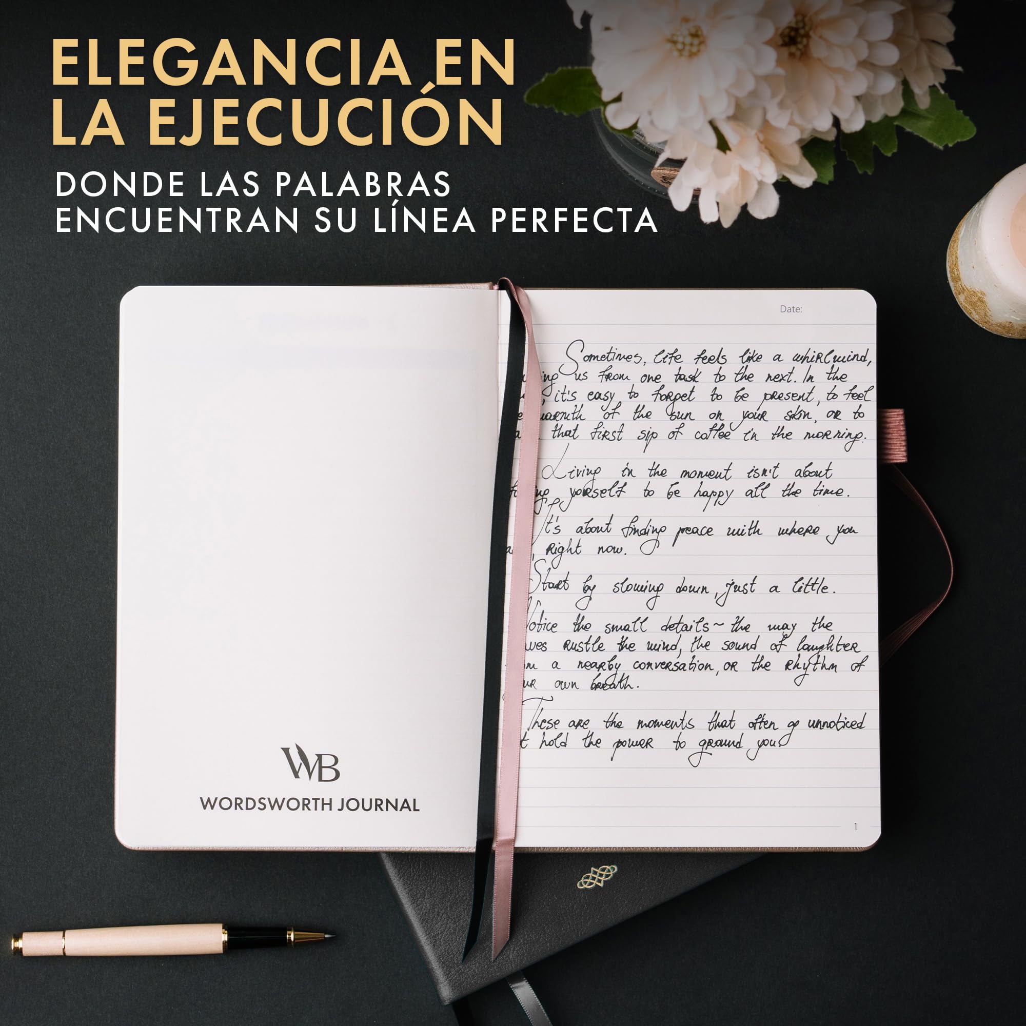 Wordsworth & Black Diario Rayado, 216 Páginas, Papel A5, Negro