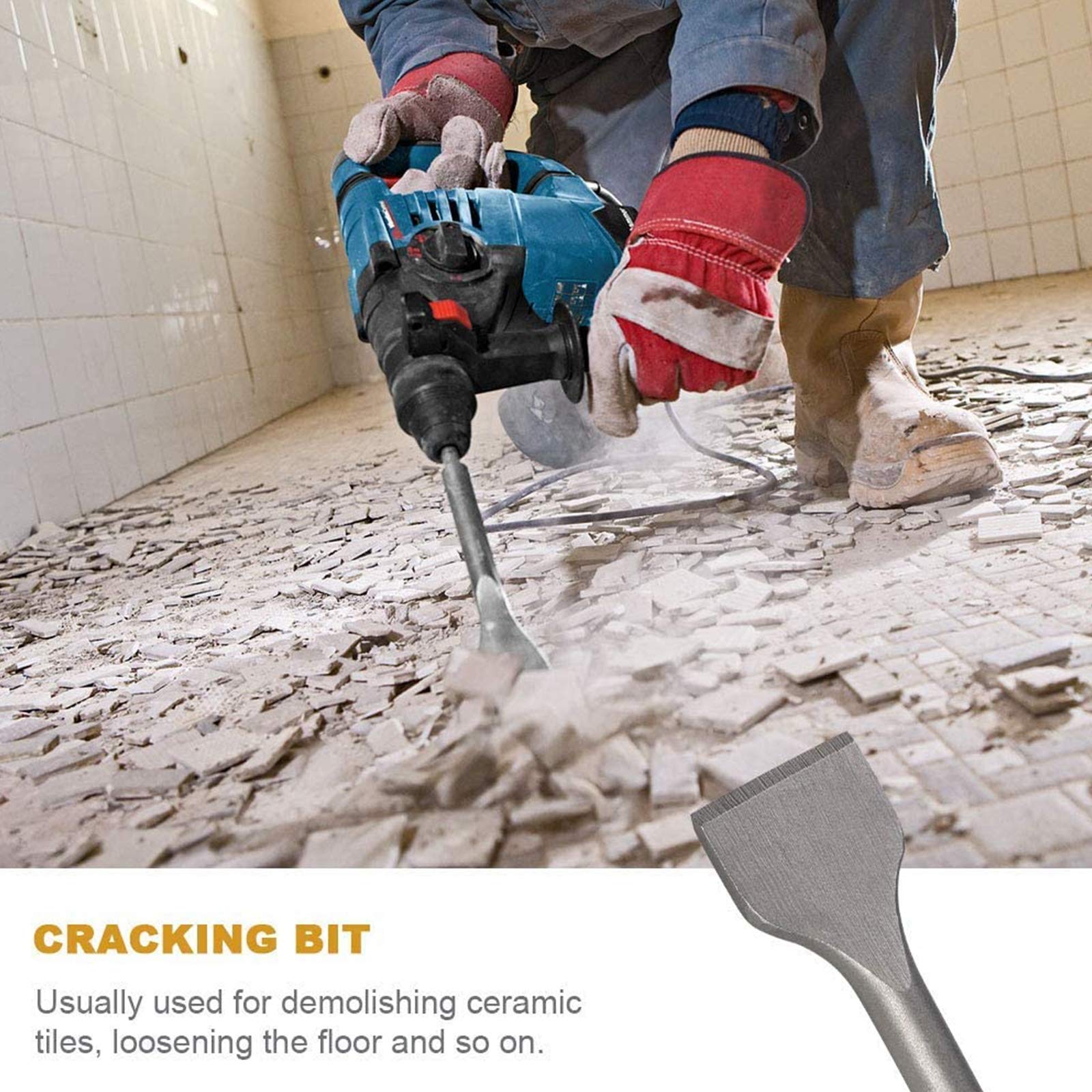 Scalpello, Set Di Punte per Scalpello per Martello Pneumatico da 3 Pezzi, Martello Demolitore Elettrico Demolitore per Calcestruzzo Scalpello Piatto Dilatato Piatto con Punta per Mattoni
