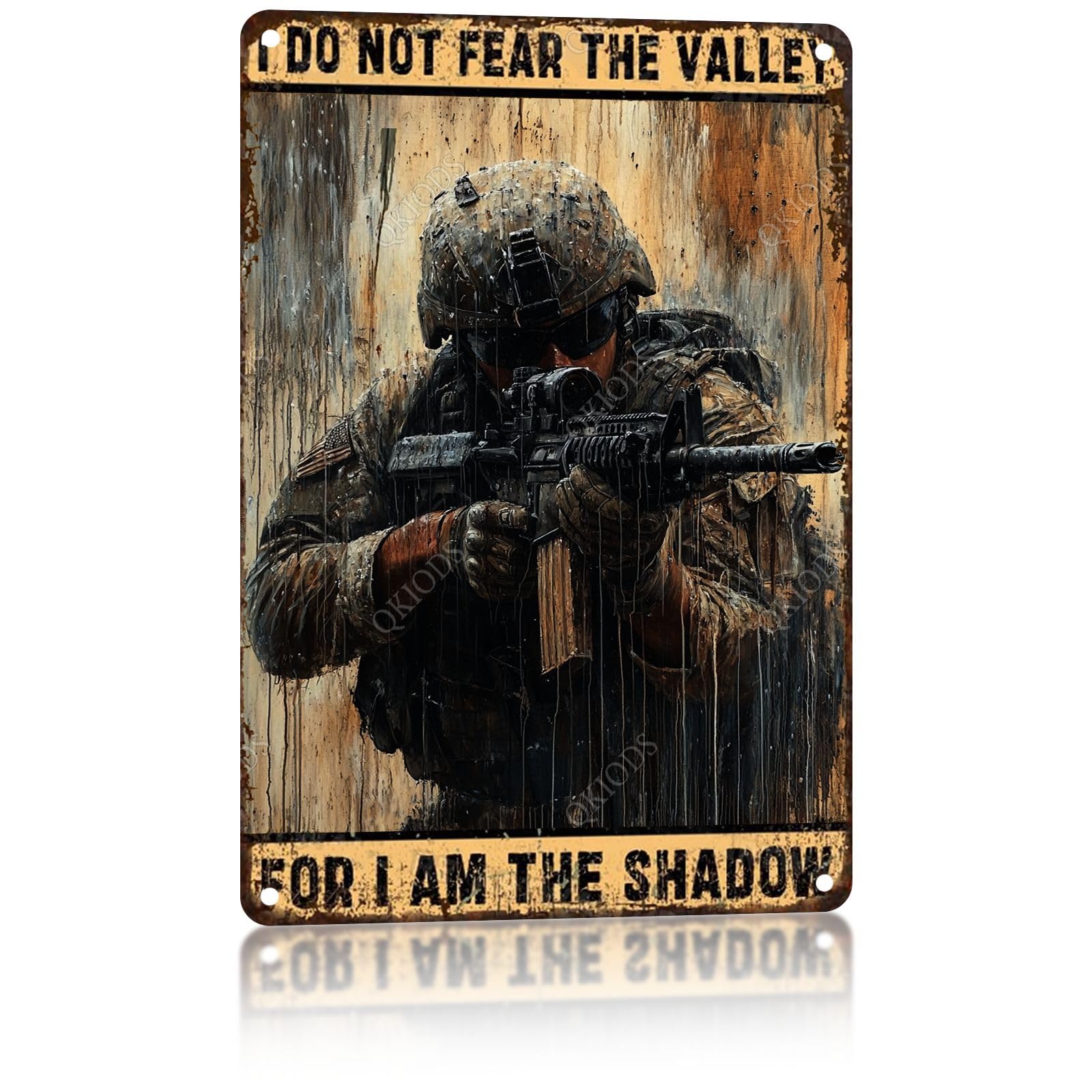 Vintage Veteran Pride Metal Decor I Do Not Fear The Valley Classic Wall Art for Home Office Garage Bar Retro Patriotic Tin Sign 8"x12"