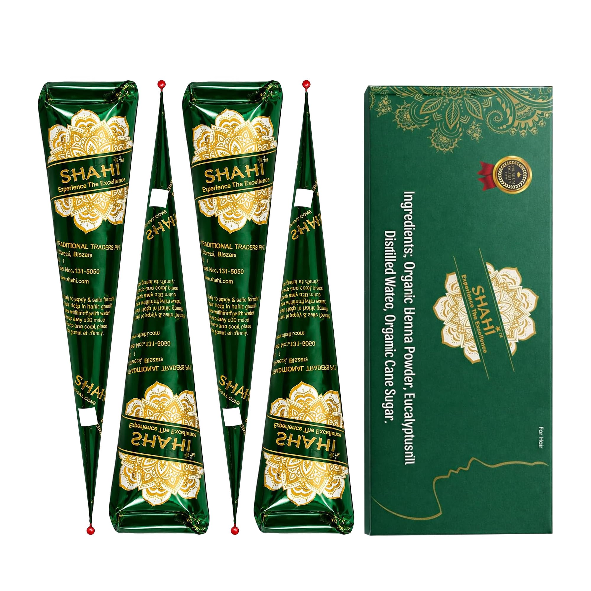 Shahi Henna Cones, Ready to Use Hair Color, Reddish Brown, 4 Pack, 30g Each Reddish-Brown 4 Ounce (Pack of 1)
