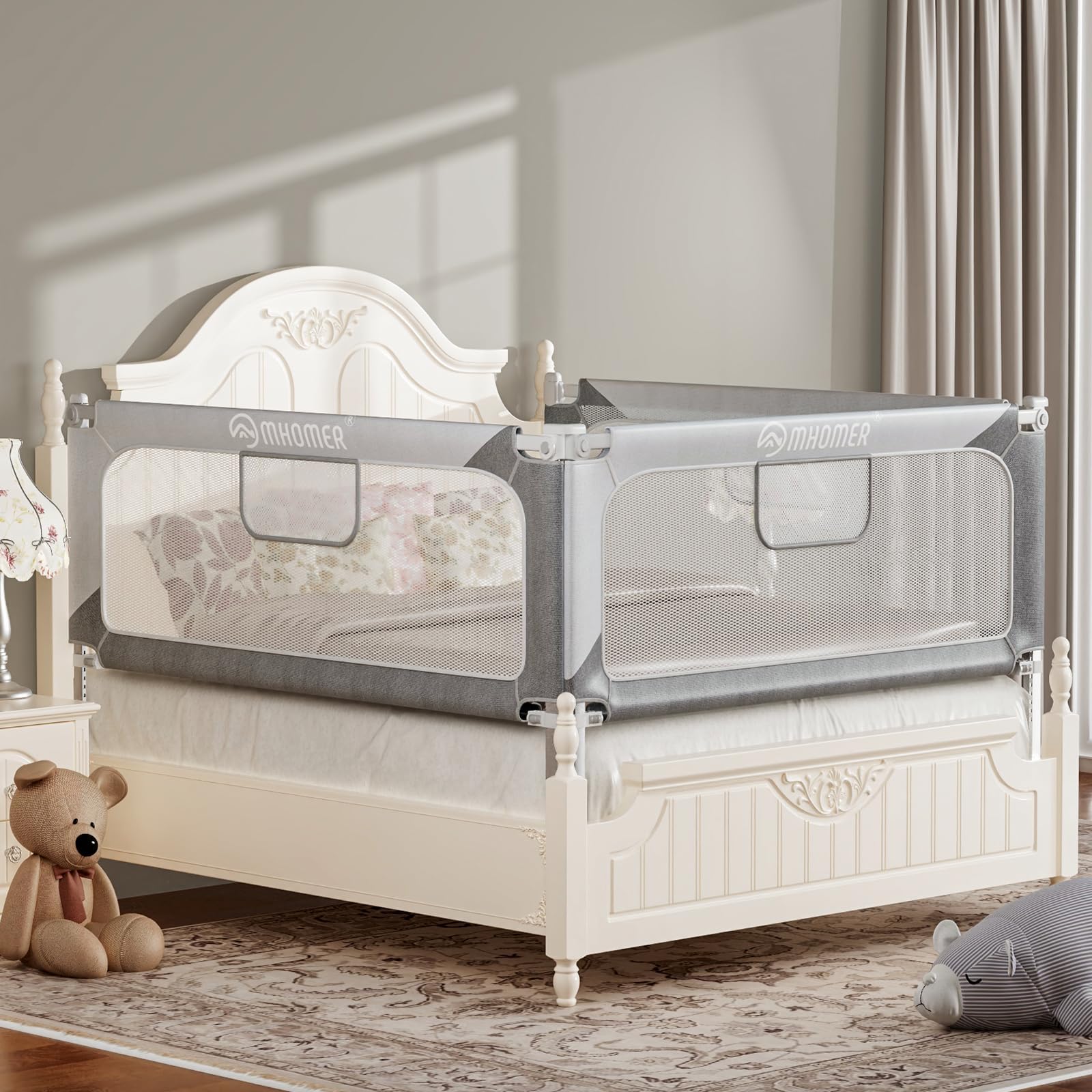 MHOMER Bed Rail for Toddlers-Toddler Bed Rails 2 Minutes Quick Assembly Foldable Bed Rails for Queen Bed, King, Full, Twin Size Bed, Baby Bed Rail Guard with Steady U-Shape Base 78.7",1 Side