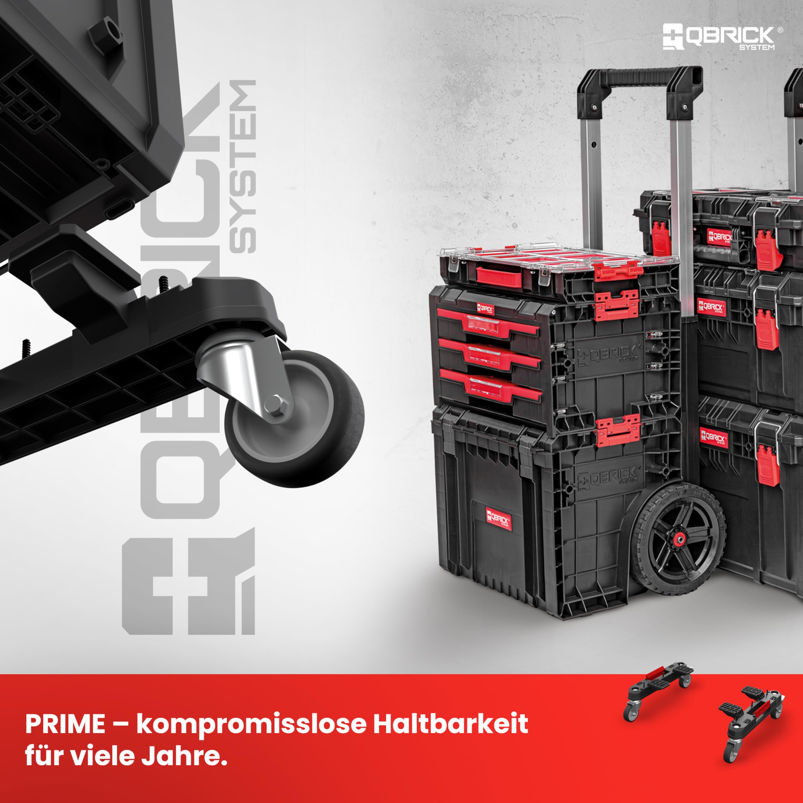 Système Qbrick Prime Adaptateur Mobile, Ensemble d'adaptateurs roulants, roulettes de Transport, Atelier, Noir