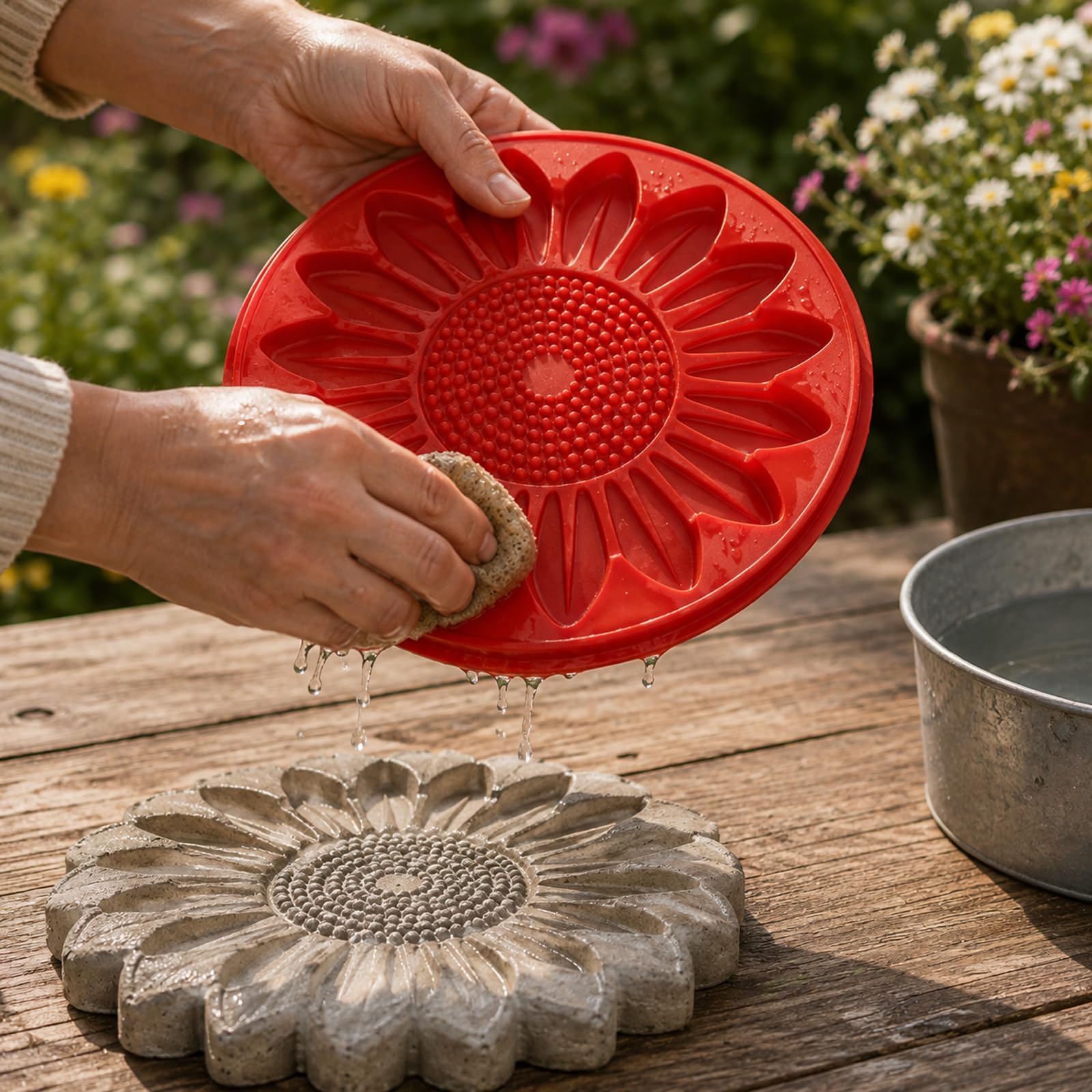 Molde de piedra para jardín, molde reutilizable de silicona para adoquines de hormigón, herramienta de fundición de caminos DIY de 15,7 pulgadas, decoración de césped de patio，#E