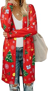 Ouges Cardigan Sweater Lightweight Red Christmas