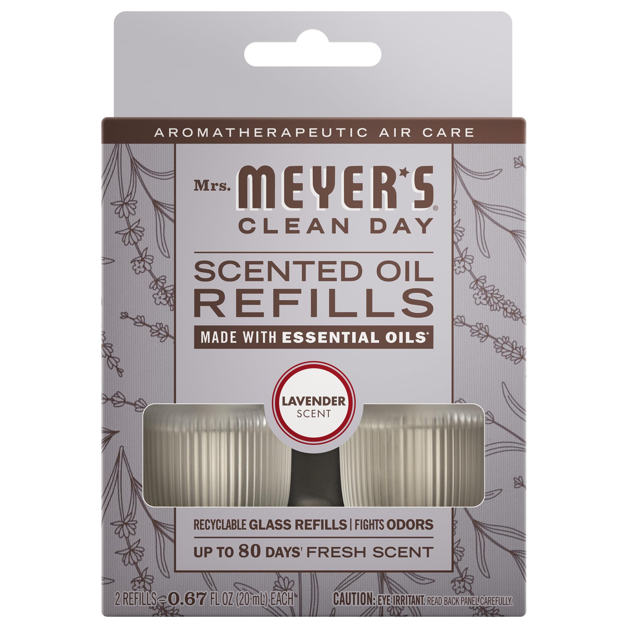 MRS. MEYER'S Clean Day Scented Oil Refills, Lavender, Contains 2 .67 fl oz Refills
