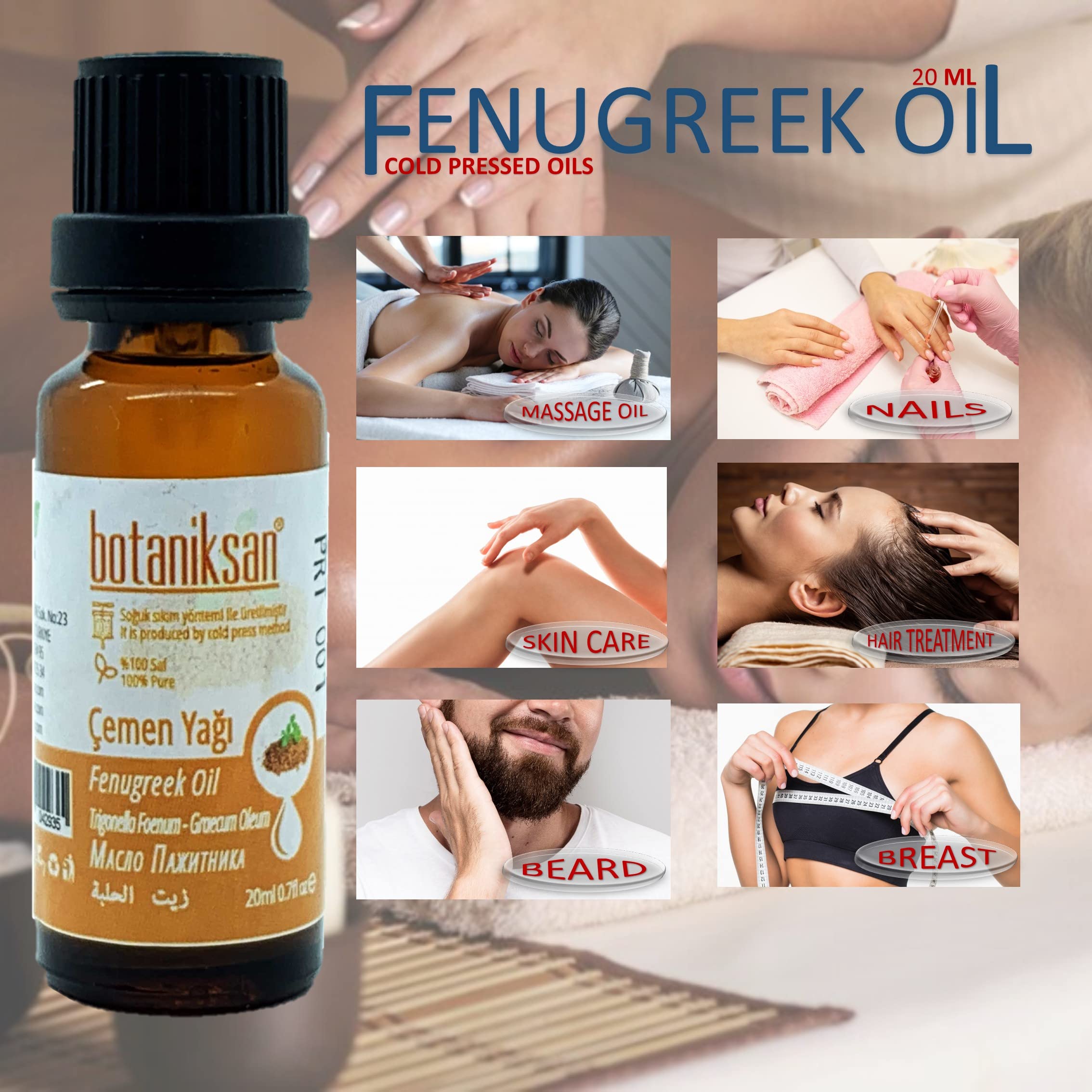 Botaniksan Çemen Yağı 20ML Soğuk Sıkım, Saf, Doğal, Katkısız