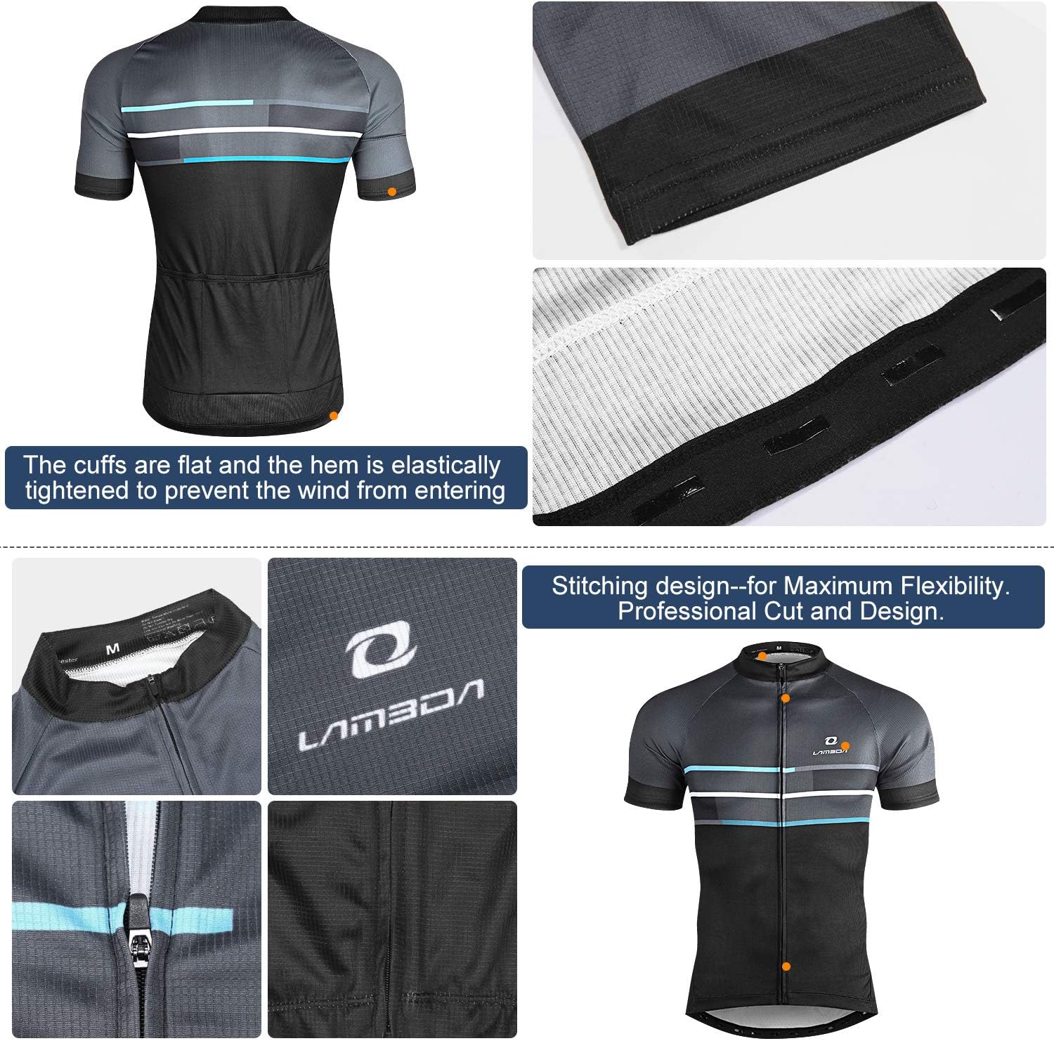 LAMEDA Men's Cycling Jersey Breathable Lightweight Bike Jersey Short Sleeve Quick Dry Moisture Wicking Biking Shirts - Image 3